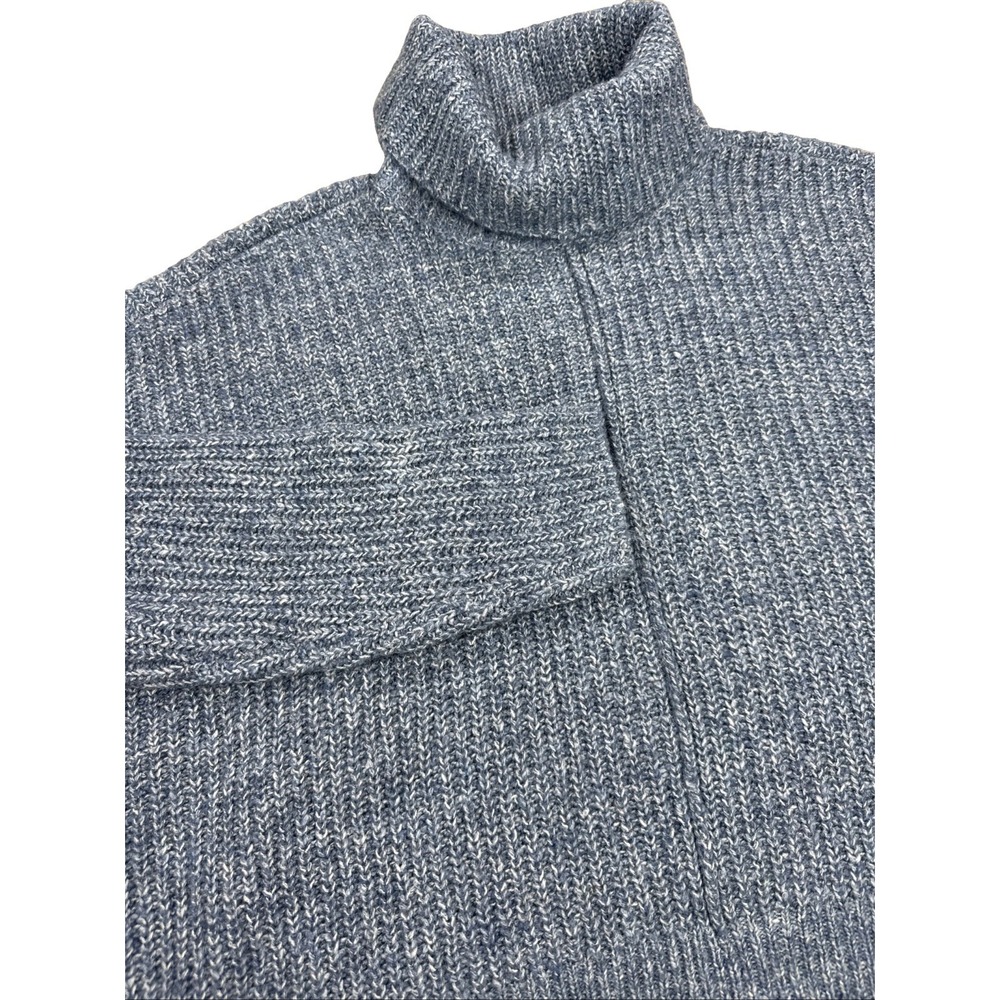 Lucky Brand Sweater Women's L Blue White Knit Turtle Neck Pullover NWT
